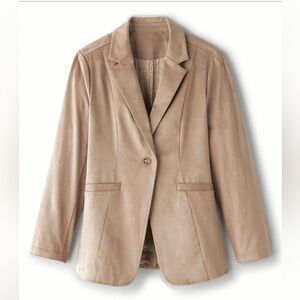 NEW TAN Soft Surroundings Breck Faux Suede Blazer size 1X